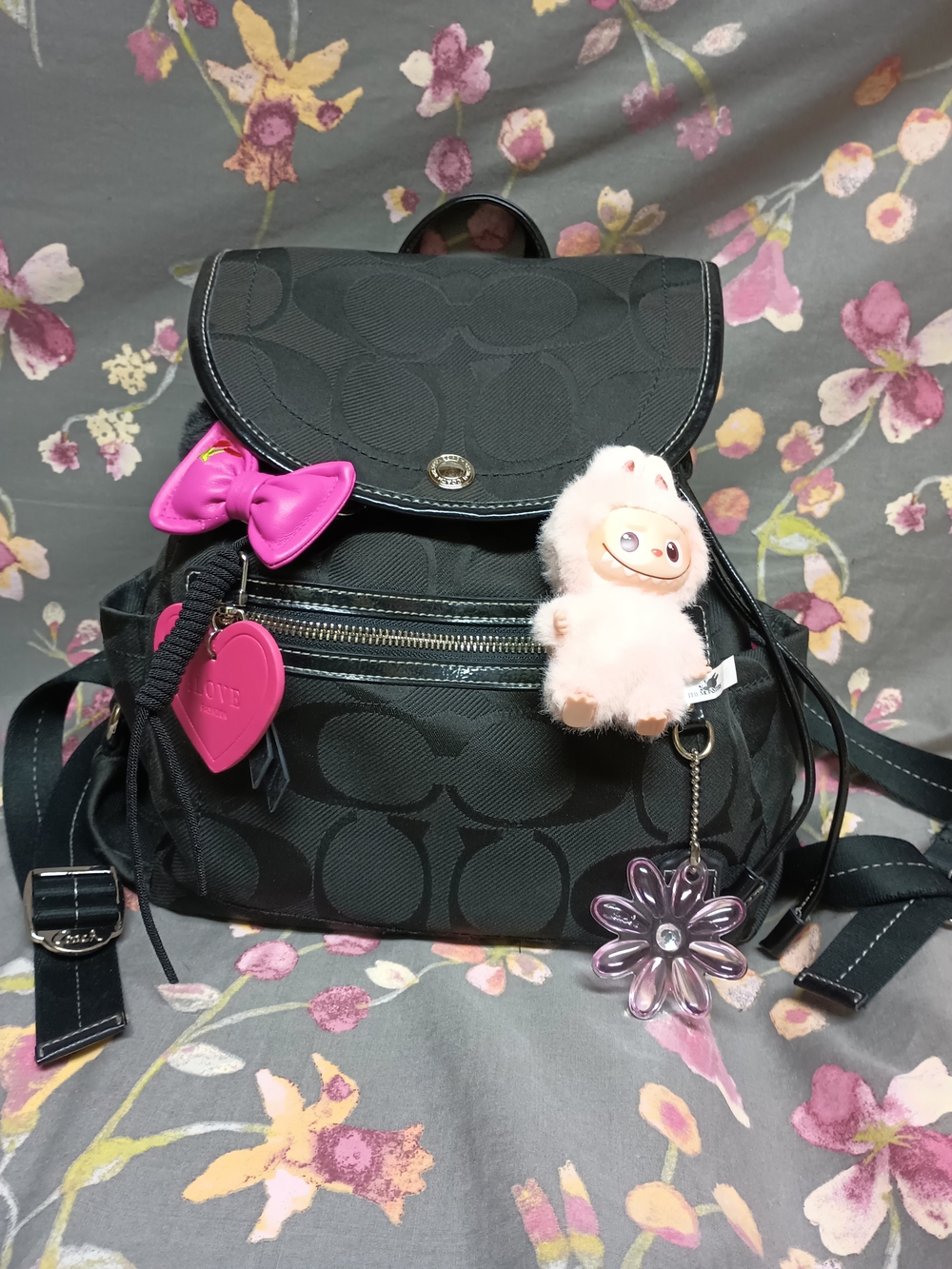 🎀 COACH KYRA DAISY SIGNATURE NYLON BACKPACK ONLY 🎀